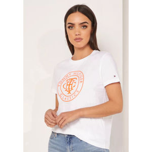 Tommy Hilfiger dámské bílé tričko Graphic - L (YBR)